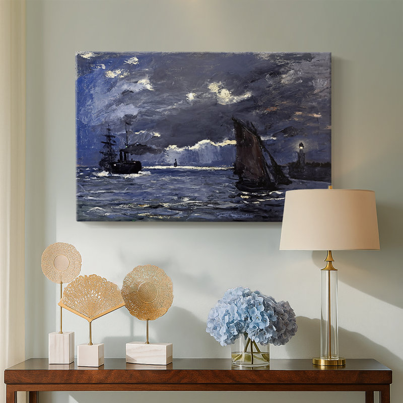 A Seascape, Shipping by Moonlight-Claude Monet-Gallery Wrapped Canvas-1864, 24 x 36