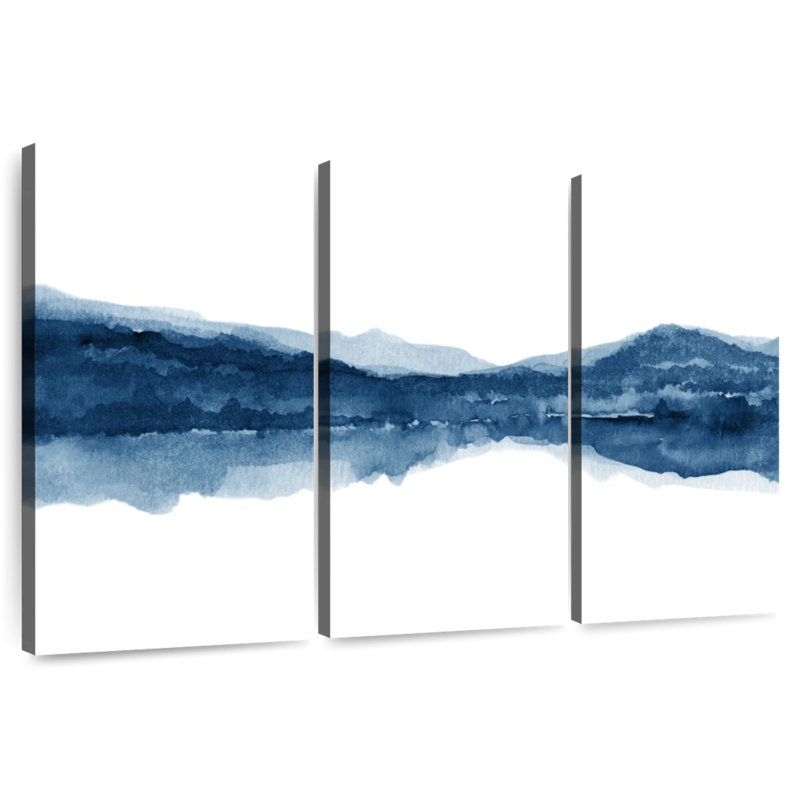 Aquarelle Avery, paysage bleu marine III, H 20 po x l 33 po
