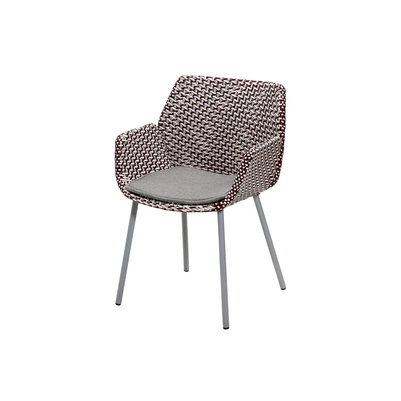 Vibe Wicker Patio Dining Armchair with Cushion, Taupe, Taupe