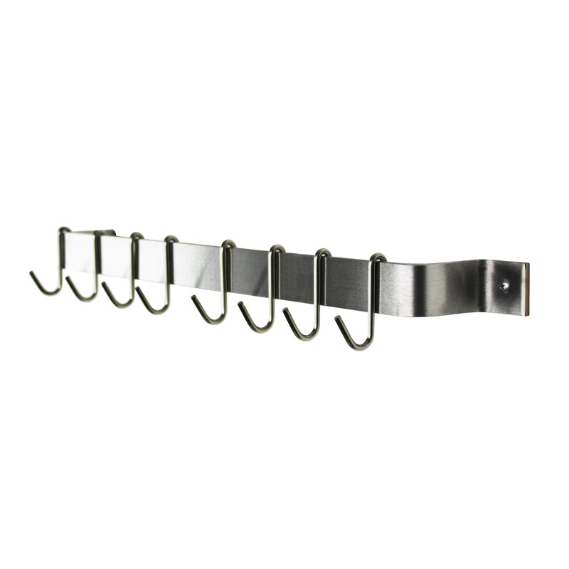 Handcrafted Easy Wall Mounted Pot Rack, 3" H x 30" W x 3" D, Stainless Steel