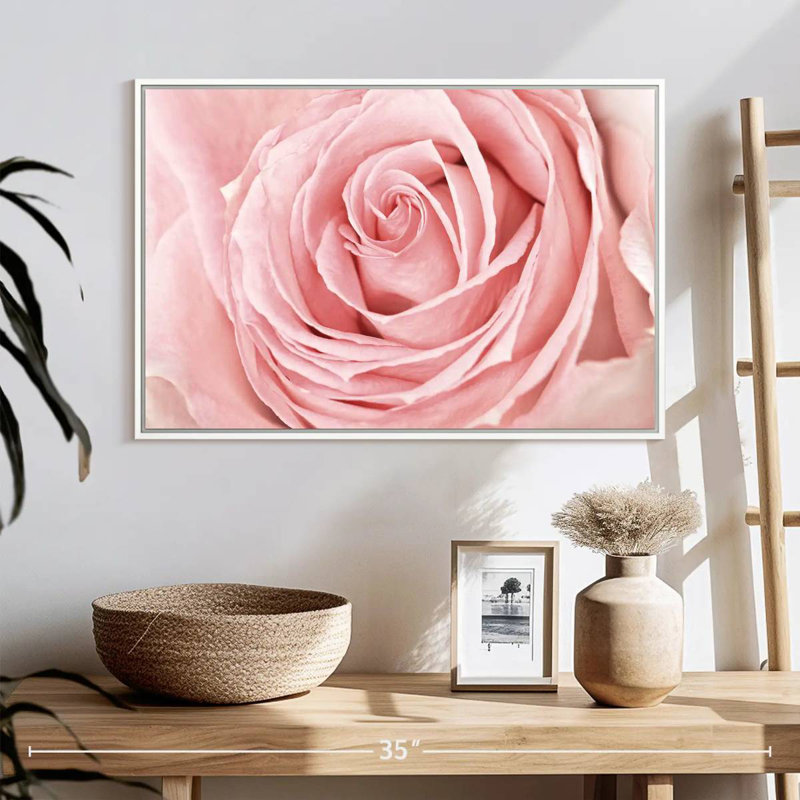 Rose rose fraîche, 13 po x 9 po, Cadre flottant blanc