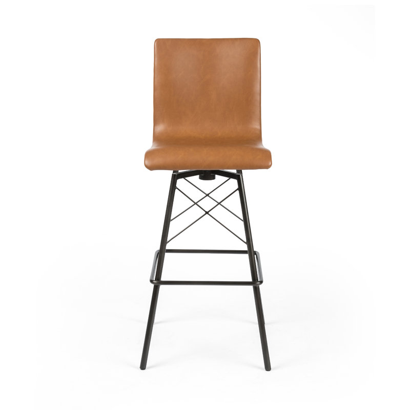 Diaw Swivel Upholstered Stool with Metal Frame, Sonoma Butterscotch Top Grain Leather, Bar Stool (30.25" Seat Height)
