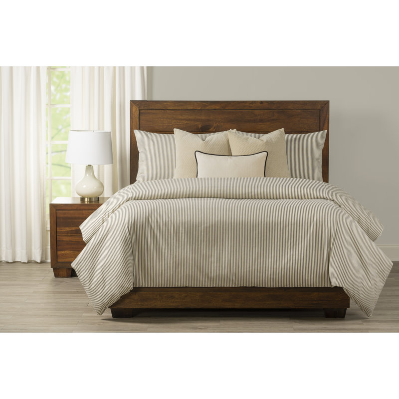 100% Cotton Farmhouse Stripe Duvet Cover & Insert Set, Full DuvetCover& Insert+2StandShams+3ThrowPillows