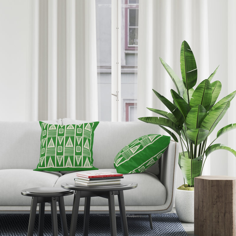 Jeté carré en polyester intérieur / extérieur, L 15 po x H 15 po, Vert