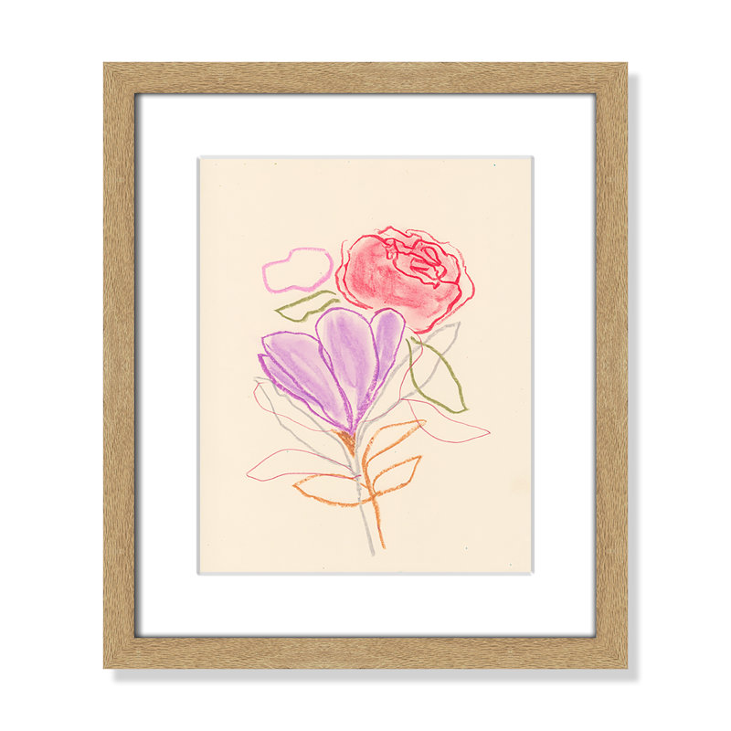 «Simple Floral III» par Bea Dina, Papier avec cadre naturel naturel, Blanc, H 15 po x l 13 po x P 1,25 po