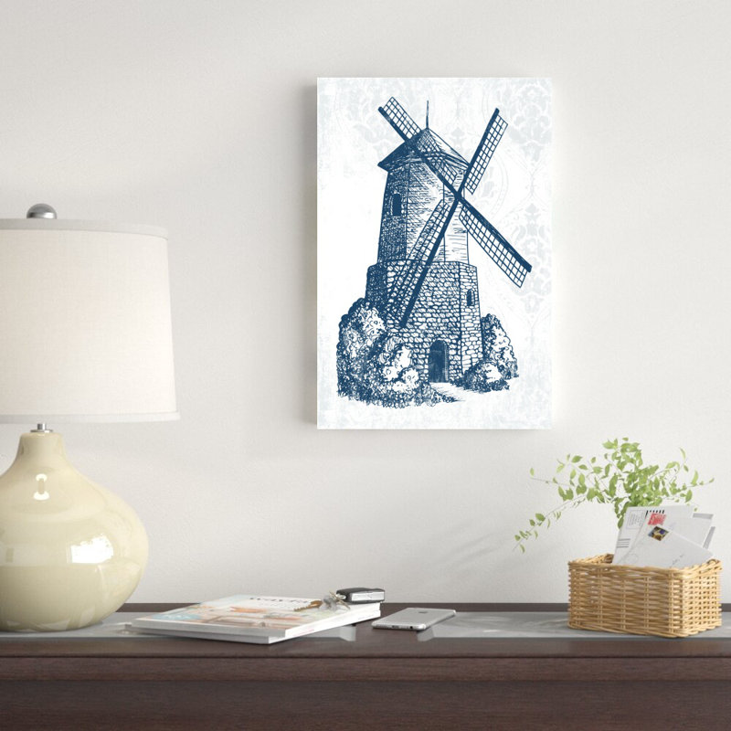 Impression sur toile bleu marine Windmill, H 18 po x l 12 po