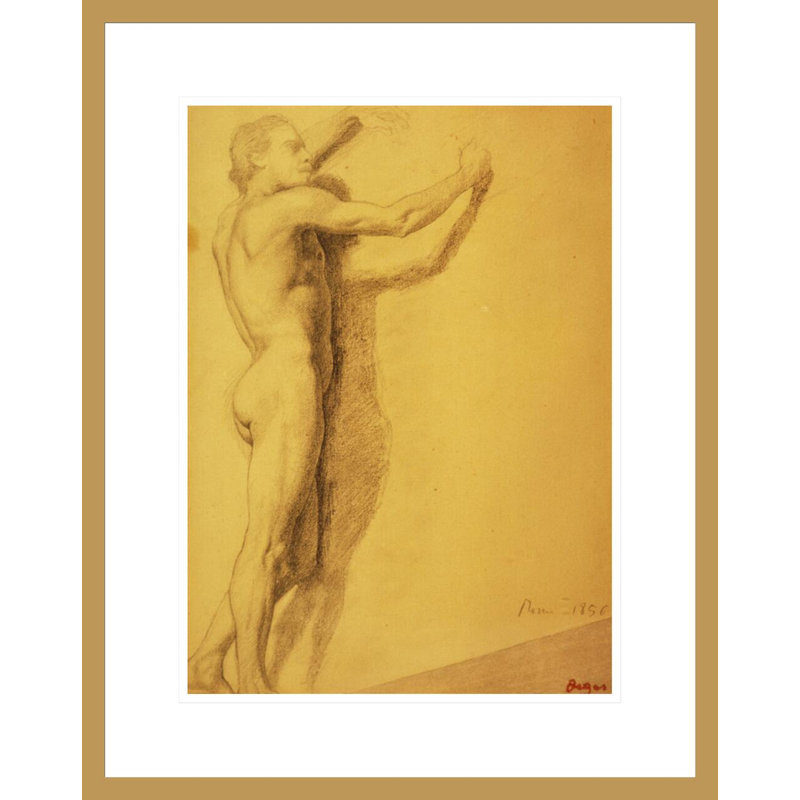 Étude d'un nu masculin par Edgar Degas - reproduction giclée encadrée, H 21,75 po x l 17,29 po