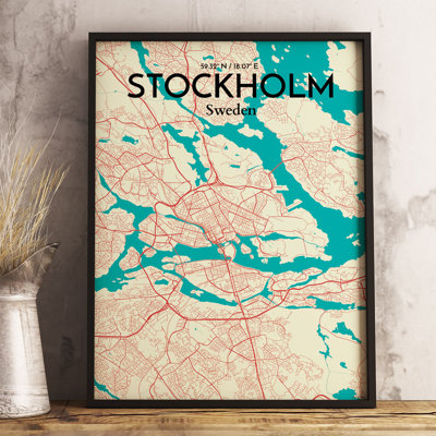 Stockholm City Map - No Frame Print
