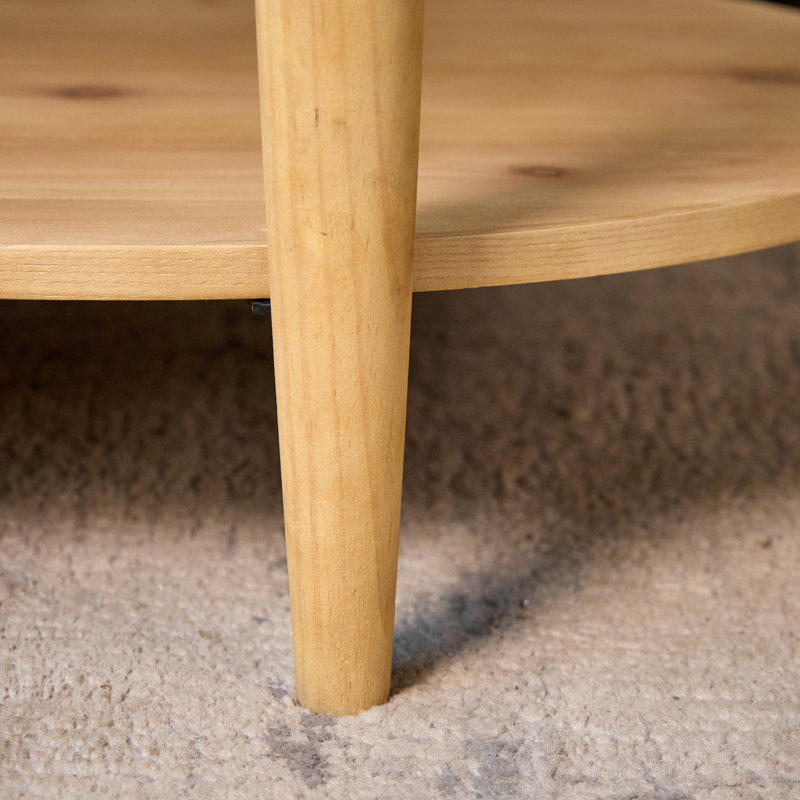Cordoves Solid Wood Rattan Coffee Table with Oval Glass Top