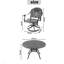 Ensemble de salle à manger toutes saisons en fonte d'aluminium, avec chaises pivotantes et table avec cadre noir-1551981042