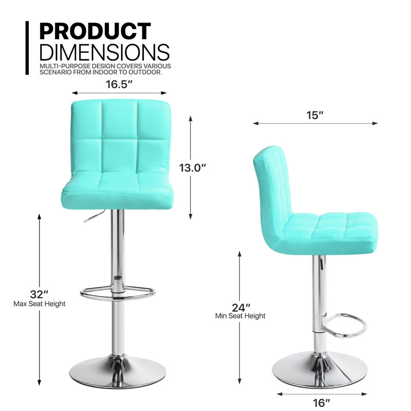 Tabourets de bar pivotants en similicuir, tabourets de bar réglables à hauteur de comptoir avec dossier et repose-pieds, 2