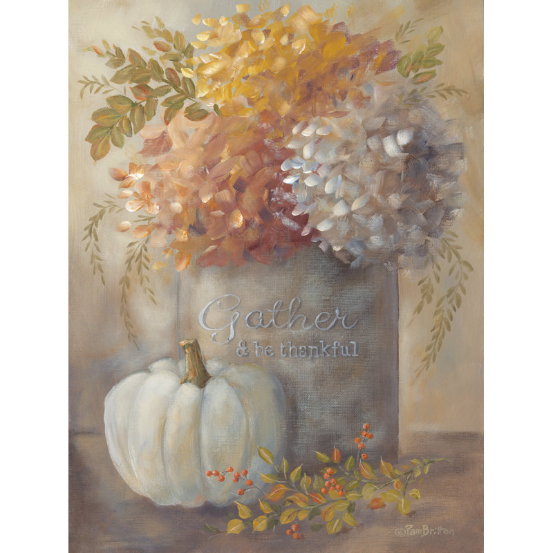 Gather and Be Thankful Machine-Made Print , 24" H x 18" W, No Frame, Wrapped Canvas