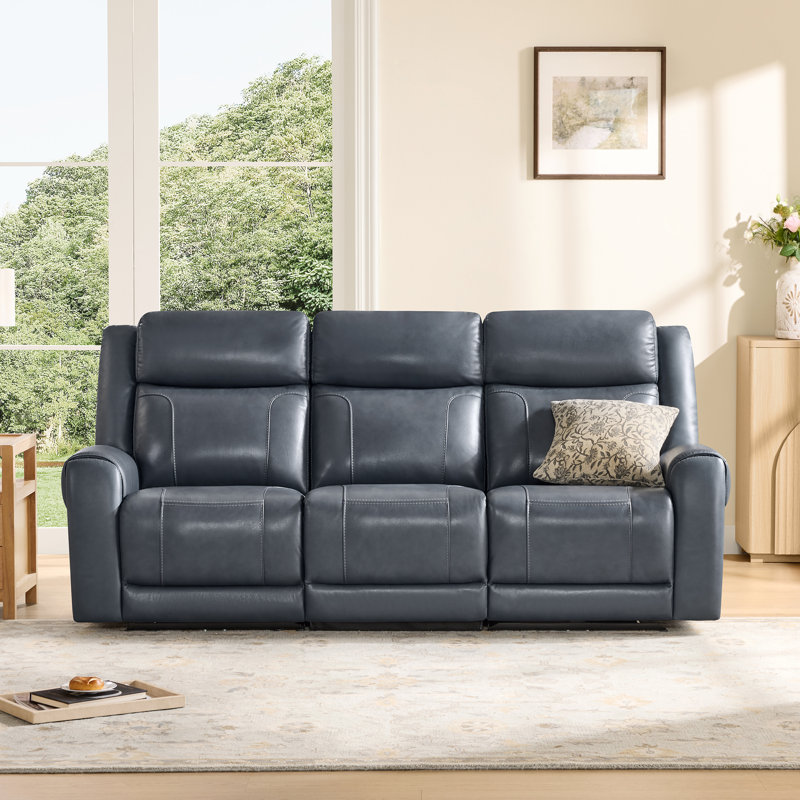 Winslow Top Grain Leather Power Reclining Sofa, Navy