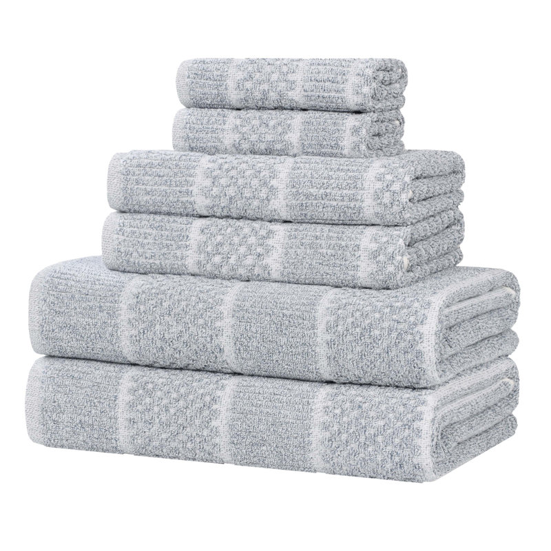 Ensemble de serviettes 6 pièces en mélange de coton et viscose Naples, Bleu denim