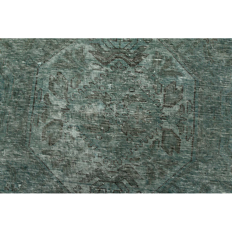 Tapis de couloir bleu surteint 76 x 290 cm, en laine, noué à la main, style vintage.