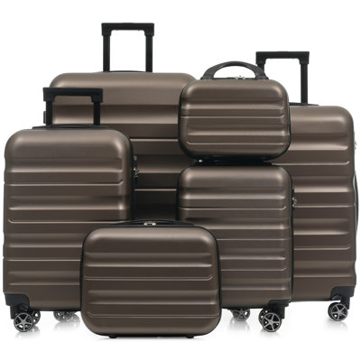 6-Piece ABS Hardshell Luggage Set - Lightweight & Durable Suitcases With Dual Spinner Wheels, Carry-On & Check-In Sizes For Travel & Business