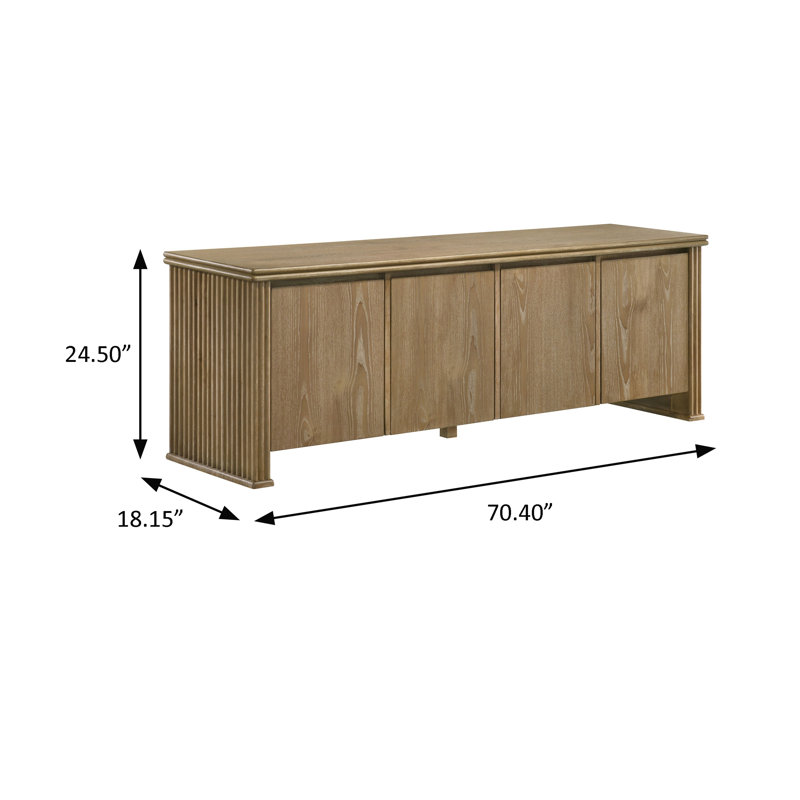 70.4" W Transitional TV Stand, Brown
