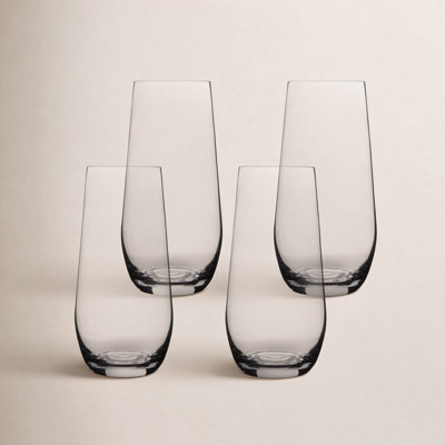 over&back Tall Stemless Mouth-Blown Glassware - Set of 4 Drinking Glasses