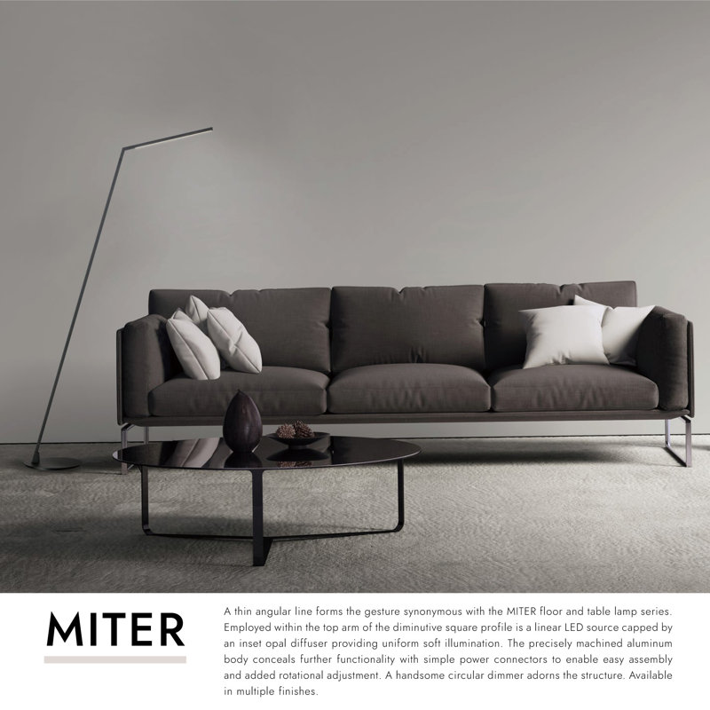 Miter LED Swing Arm Floor Lamp, Brushed Nickel