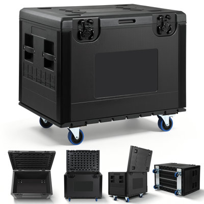 35" Utility Road Case, Stackable Cable Trunk, Professional Waterproof ATA Flight Case, Heavy Duty Rolling Storage Trunk with Wheels for Pro Audio & DJ Equipment, Touring Gear Transport