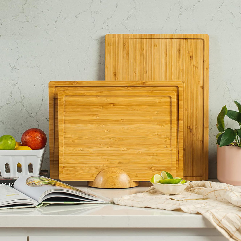 3 Pack Bamboo Cutting Boards Set for Kitchen, Natural