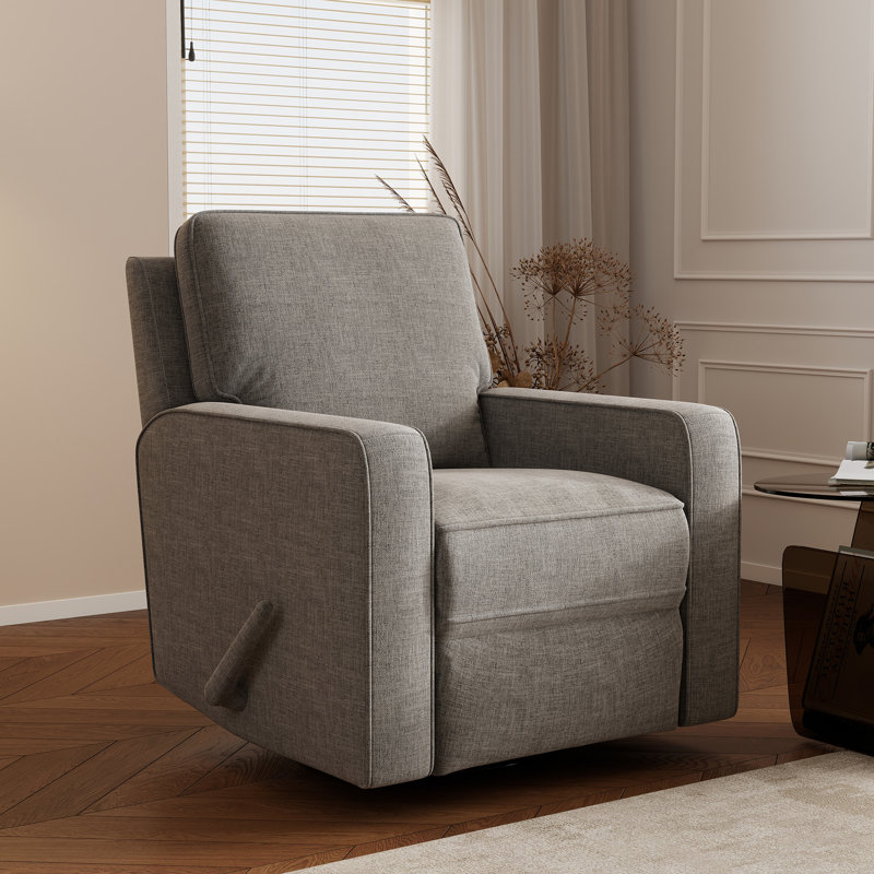  Fauteuil d'appoint rembourré pivotant à 360 ° Acc32 pour salon avec accoudoirs en bois massif et repose-pieds extensible pour le salon