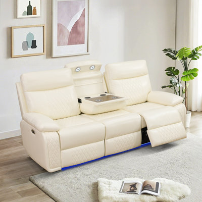 Zaina Off-White Sofa Power Reclining Sofa