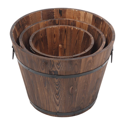 Icarus 3 - Piece Wood Barrel Planter Set