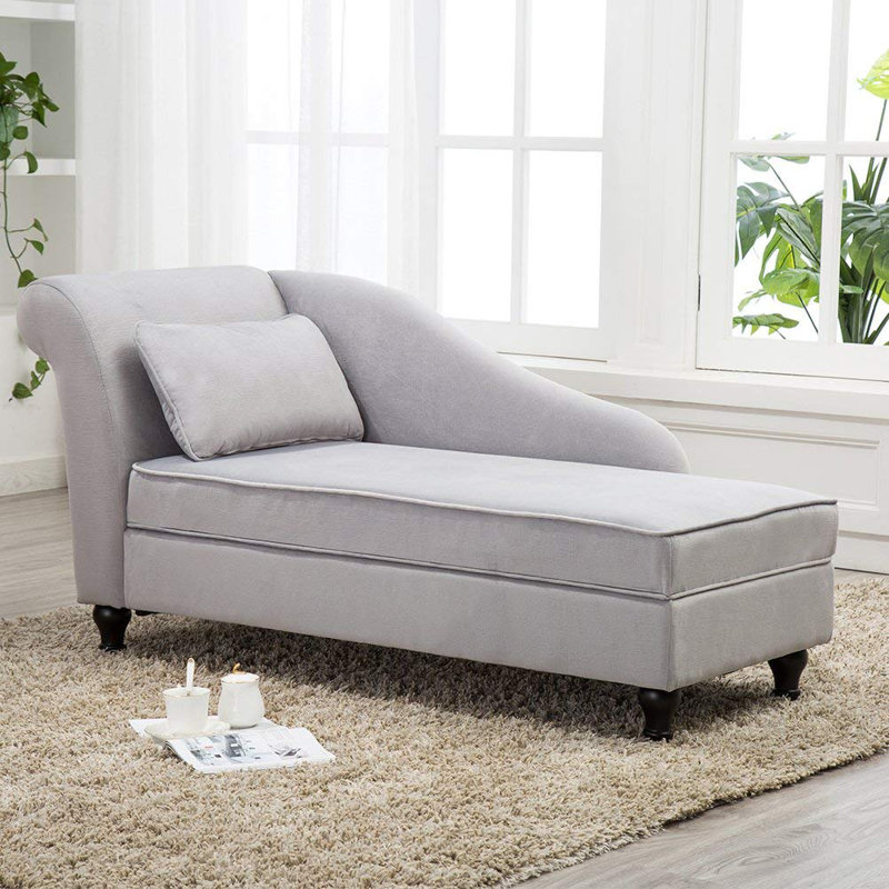 Schaefer Upholstered Chaise Lounge, Gray Velvet