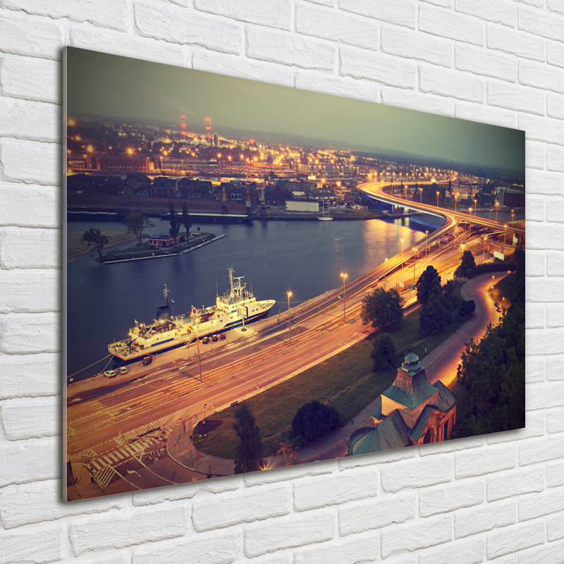 Glass Print Wall Art 100X70cm Image Printed On Glass Decorative Wall Picture Behind Toughened / Tempered Safety Real Glass For Kitchen & Living Room Theme:Szczecin Poland