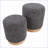 Ottomans Contemporary 2-Piece Nesting Set Black Terry Cloth Natural Wood Base| Wood-123499624