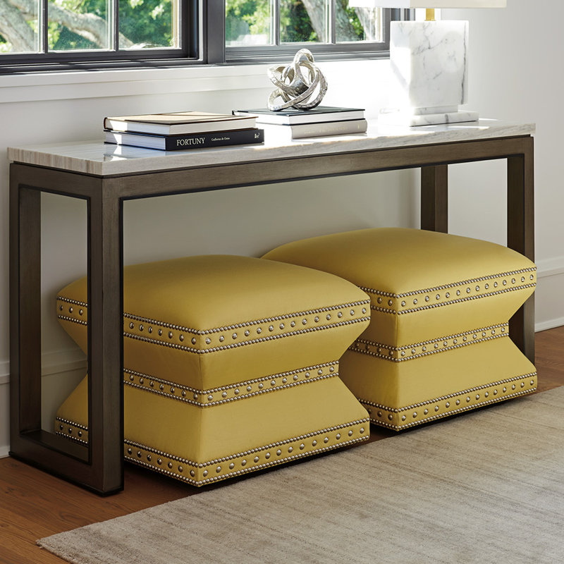 Ariana Vernay 60" Brown and White Marble Top Console Table with Storage