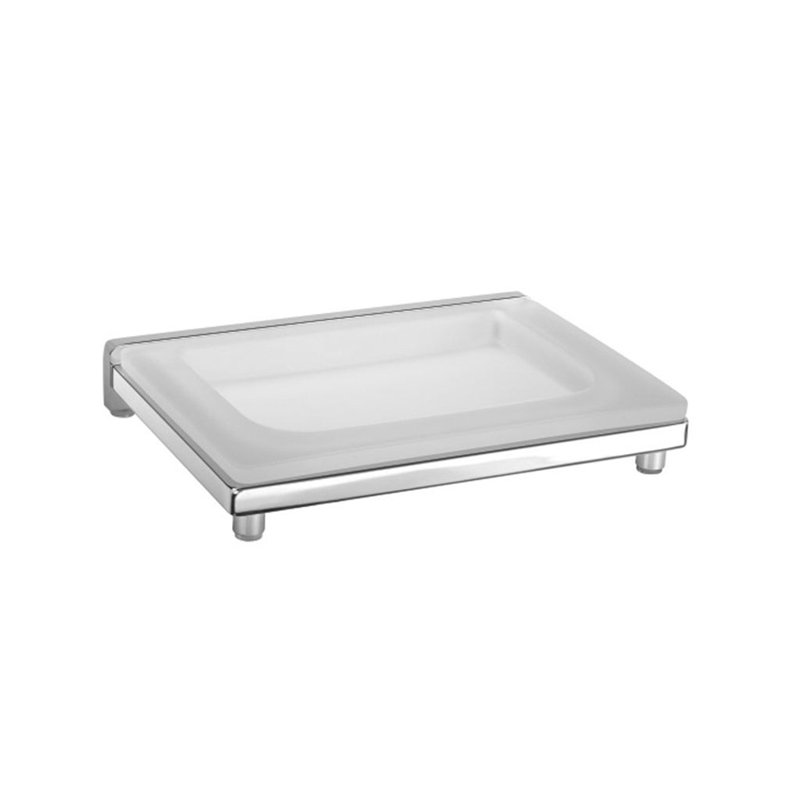 Porte-savon sur pied Luk 2 - autoportant - 6 po en laiton / verre / chrome poli