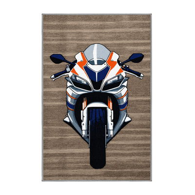 Machine Washable Transportation Gray Area Rug