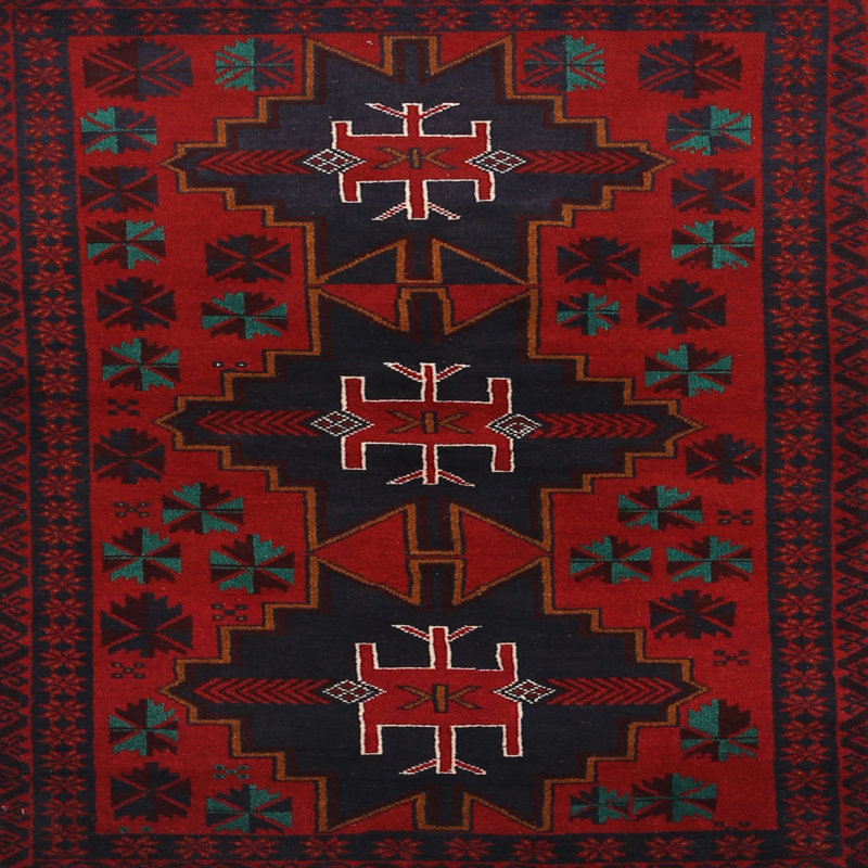 Tapis rouge à motif sud-ouest, Carré 7 pi
