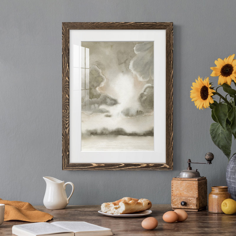 Sépia Sky II encadré mat - prêt à accrocher, H 43,5 po x l 31,5 po x P 1 po, Cadre noyer