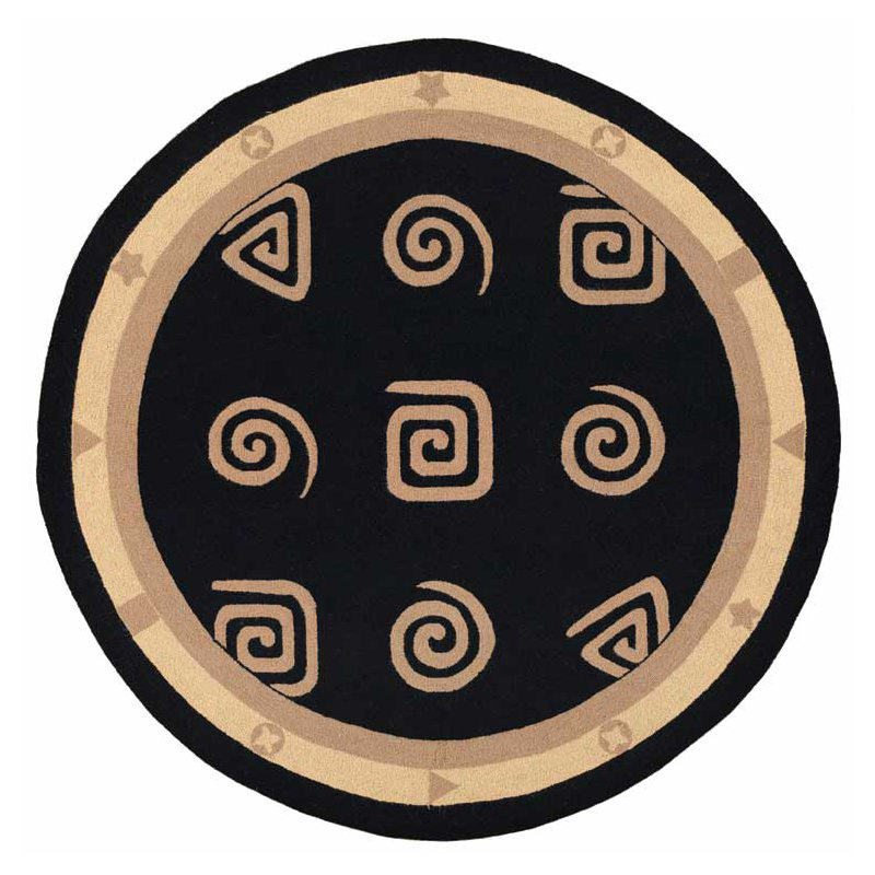 Ardilla Hand Hooked Wool Pile Geometric Rug, Round 5'6"