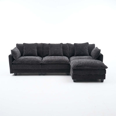 3-Seat Convertible L-Shaped Sectional Sofa With Storage Ottoman For Living Room, Apartment & Compact Spaces