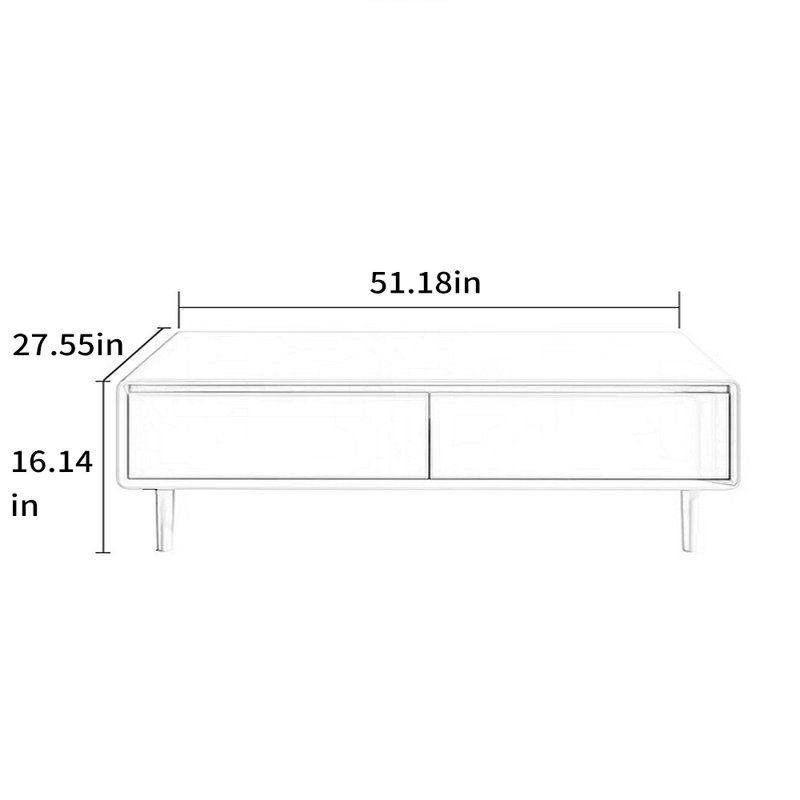 Table basse moderne avec pieds hauts, H 16,14 po x L 51,18 po x l 27,55 po