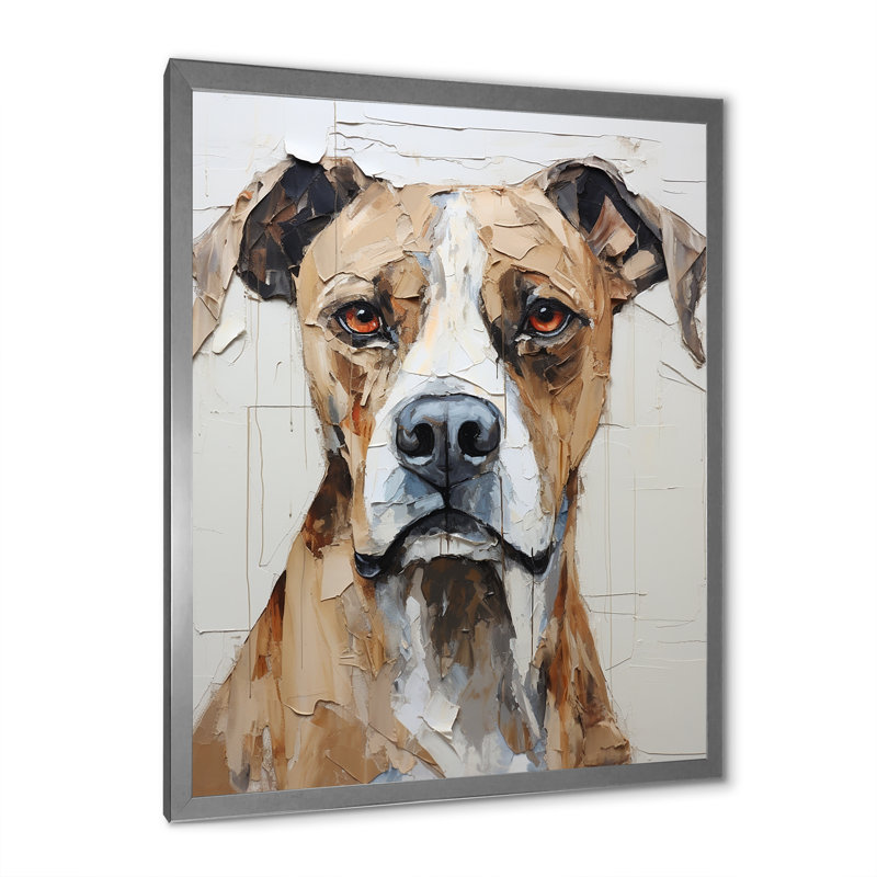 Portrait d'un berger anatolien sur toile, Cadre simple argenté, H 20 po x l 12 po x P 1 po