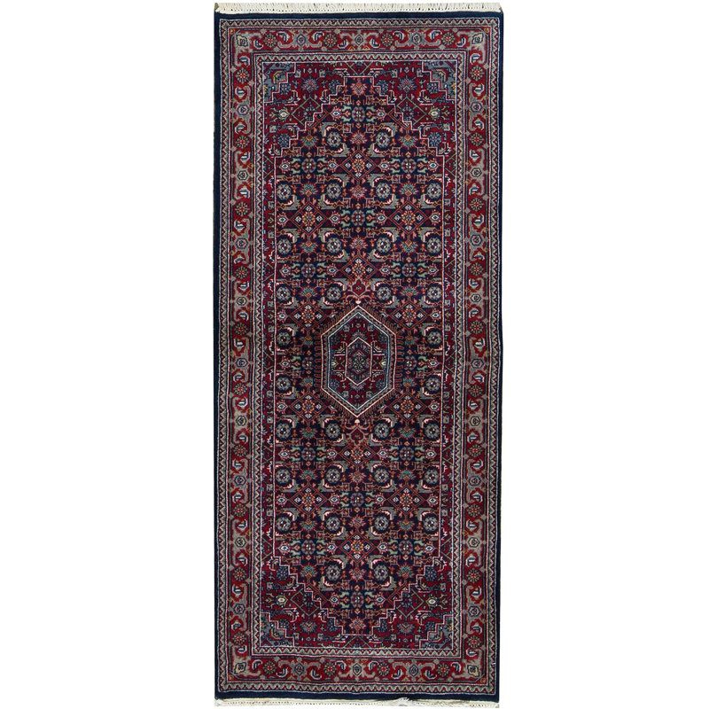 Hand-Knotted High-Quality Blue and Red Runner