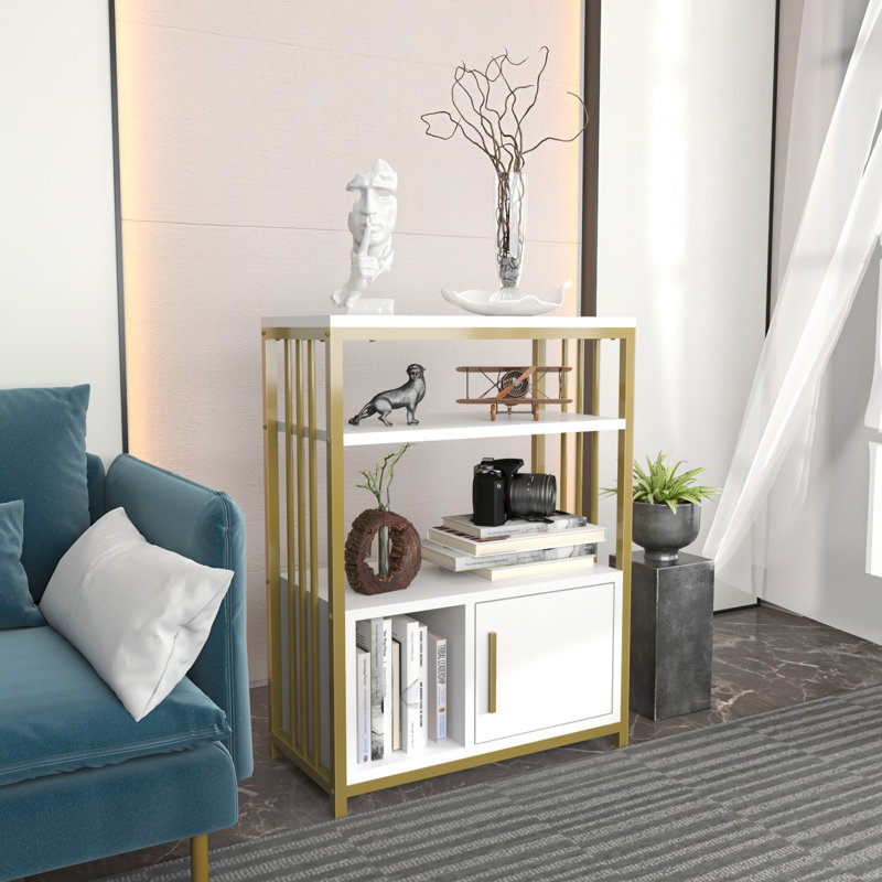 Letos 80cm H x 60cm W Standard Bookcase, White/Gold