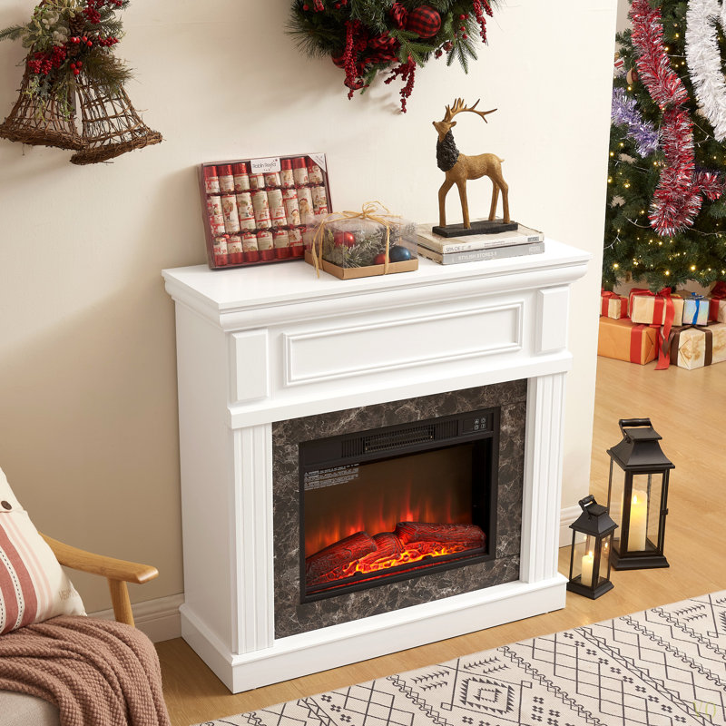 Electric Fireplace With Mantel,Fireplace Mantel Surround With 23" Fireplace Insert, Adjustable Flame, Remote Control-,41.34"W*14"D*40"H