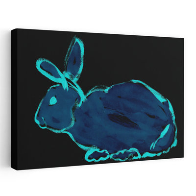 «Teal Bunny», reproduction d'art minimaliste de lapin, forêt moderne