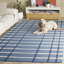 Tapis rayé bleu / ivoire en laine et coton touffeté à la main Zoticus-1695575101