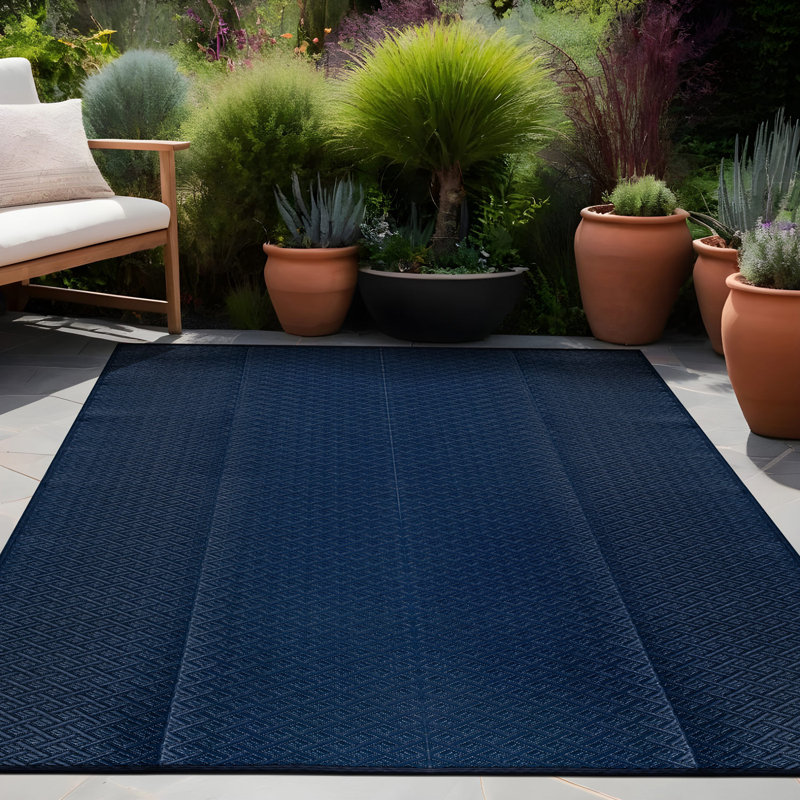 Tapis extérieur diamant, Rectangle 10' x 14', Navy