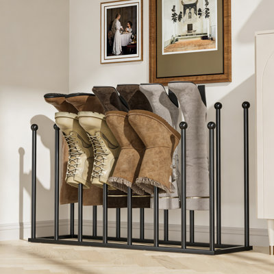 Free Standing Shoe Black Metal Boot Rack Organizer Tall Boots Storage For Dorm Room Closet Entryway Bedroom Patio Outdoor Hallway