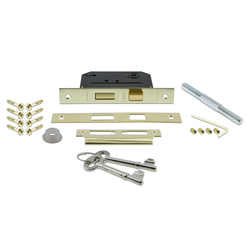 Crystal Parlor Interior Mortise Door Lever with New York Long Plate, Polished Brass