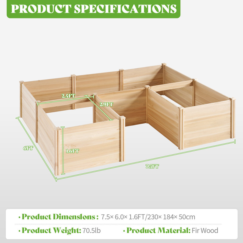 Wooden Raised Garden Bed for Outdoor, Deep Large Planter Box for Gardening, Vegetables, Flowers, Herbs