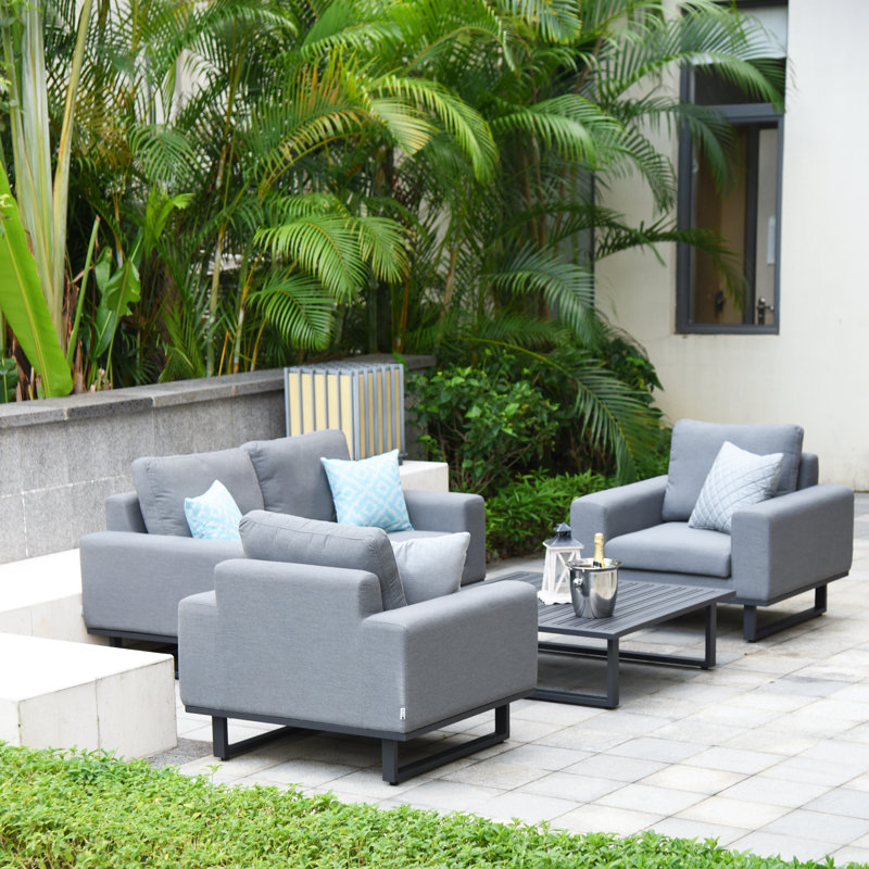 Lyndhurst Outdoor Fabric 2 Seat Sofa Set, Grey
